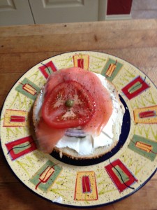 Breakfast with bagels and lox