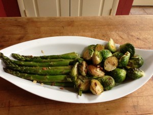 Asparagus and brussels sprouts